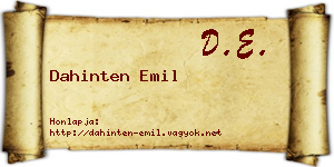 Dahinten Emil névjegykártya